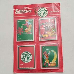 Vintage Papercraft Santa Claus Elfmade 24 Christmas Gift Tags  Multicolor 1980s